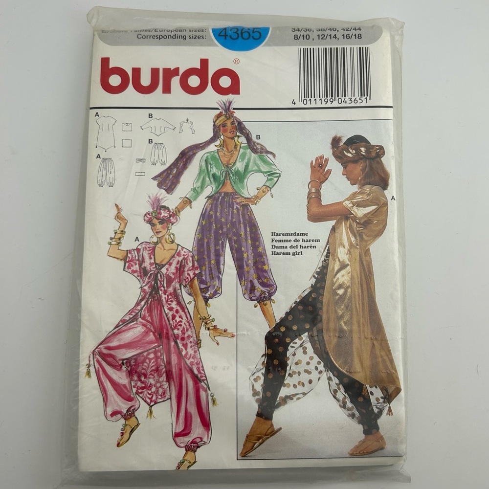 🪡 BURDA Harem Girl Costume Sewing Pattern 4365